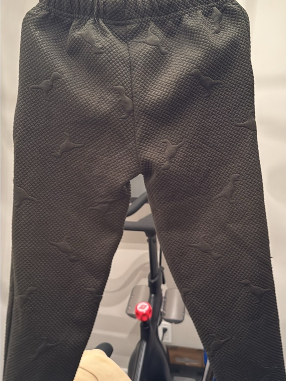 Andy & Evan Olive Green Textured Leggings with Dinosaur Emboss